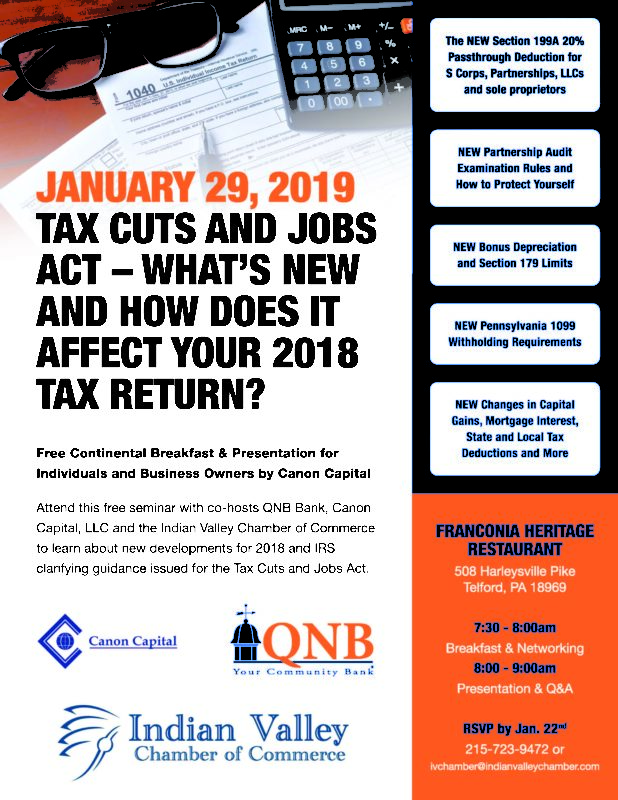 Join us January 29 for a Free Seminar – The Tax Cuts and Jobs Act: What’s New?