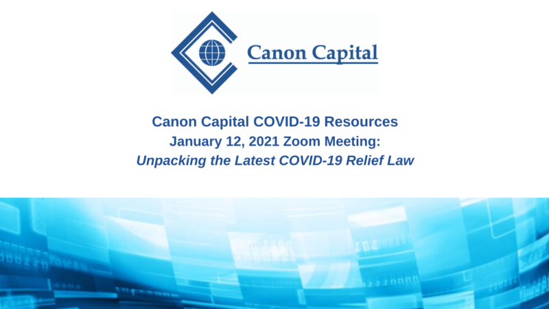 Zoom Meeting on January 12, 2021 to Unpack the Latest COVID-19 Relief Law